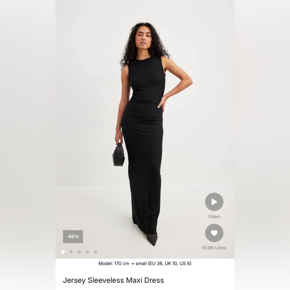 NA-KD- Long black dress with small black slit